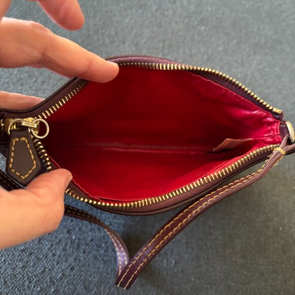 DOONEY & BOURKE Signature Monogram 1975 Wristlet in Merlot Red - Picture 6 of 10